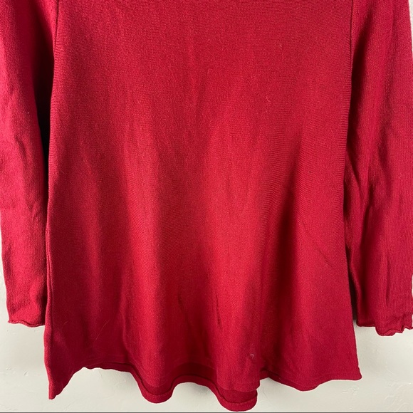 J Jill Red Funnel Neck Tunic Length Swing Style Sweater Small - Picture 6 of 8